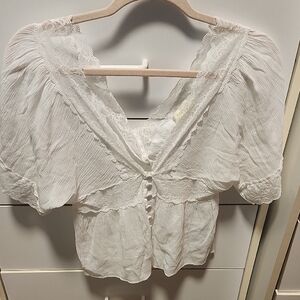 Rebellion White Lace Button Blouse